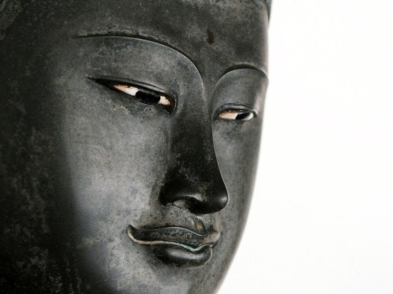 Tête de bouddha indien en bronze